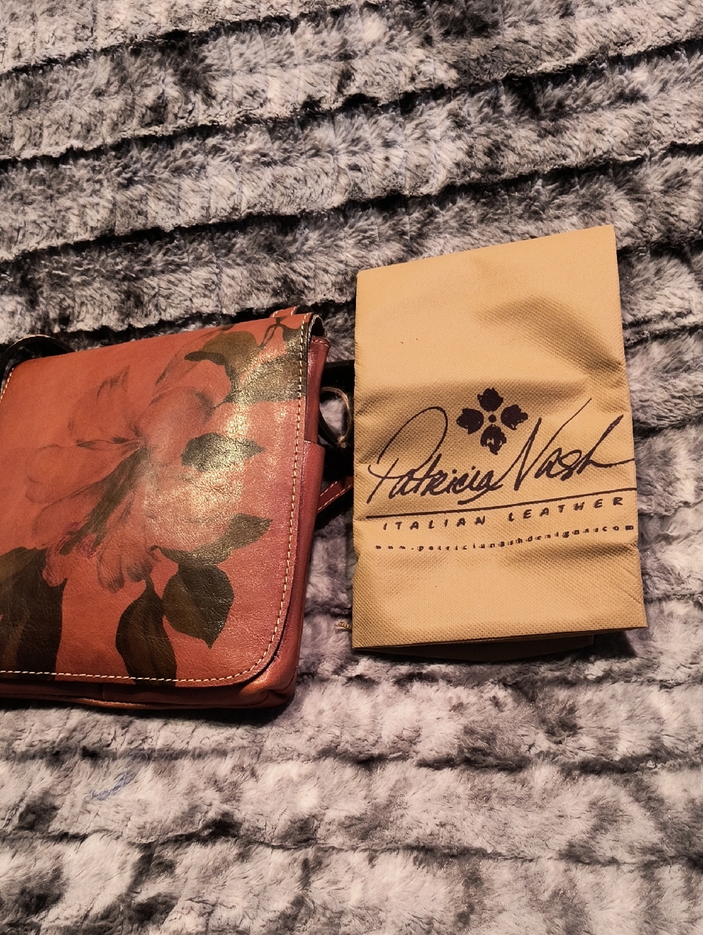 Patricia Nash  Brown Leather Crossbody with Floral Print New With Tags - Picture 5 of 5